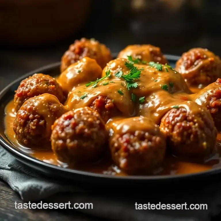 Juicy Meatballs with Rich Gravy presentation