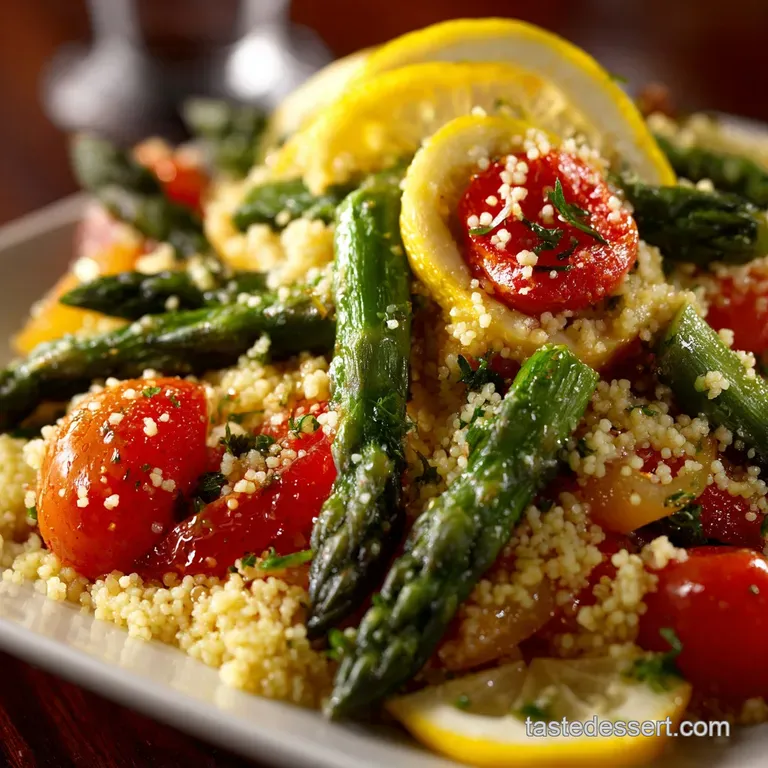 Lemon Asparagus Couscous Salad with Tomatoes: Zesty Feta Summer Side presentation