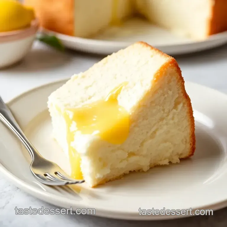 Lemon Cloud Delight: Angel Food Cake with Luscious Lemon Pie Filling presentation