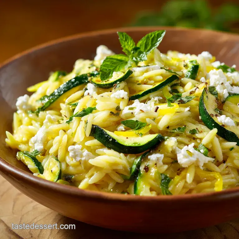 Bright Lemon and Feta Orzo with Caramelized Zucchini