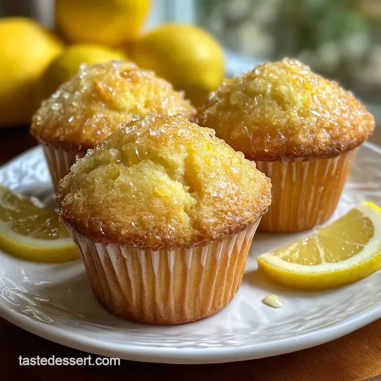 A lemon muffin half, showing airy texture, on a white plate with a pat of butter, hints of lemon zest sprinkled around.