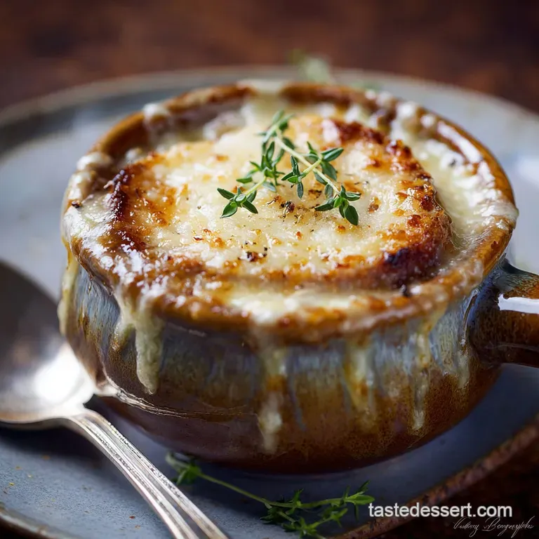 Lightened Up French Onion Soup: the Bistro Belles Low-Fat Recipe presentation