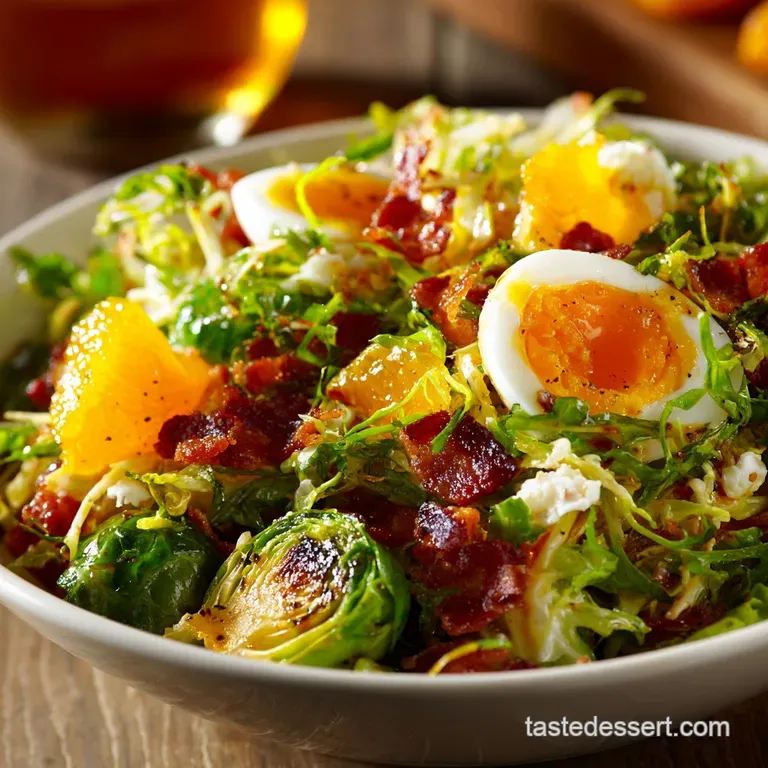 The Ultimate Loaded Brussels Sprout Slaw with Maplebacon Vinaigrette presentation