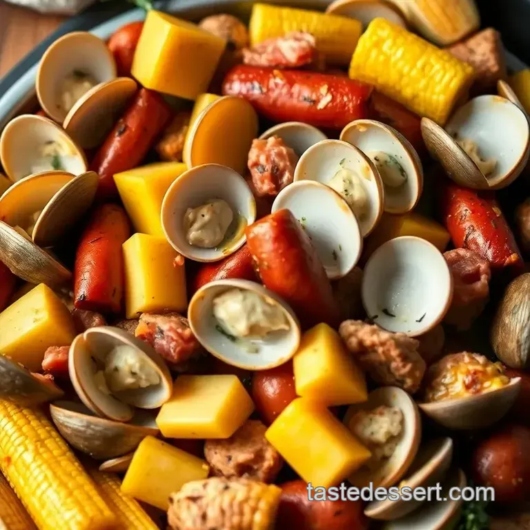 Long Island Clam Bake with Lemon-Garlic Butter presentation
