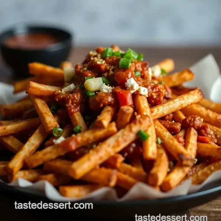 Louisiana Voodoo Fries: Spiced Crawfish & Andouille Loaded Fries presentation