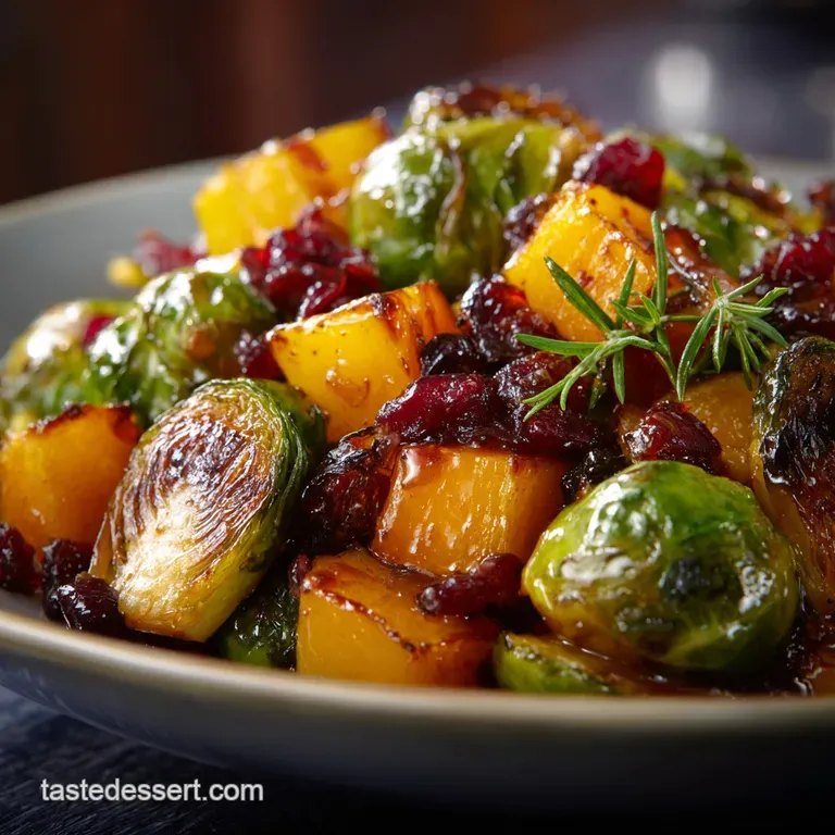 Thanksgiving Vegetable Side Dishes: Maple-Glazed Sprouts with Pancetta presentation