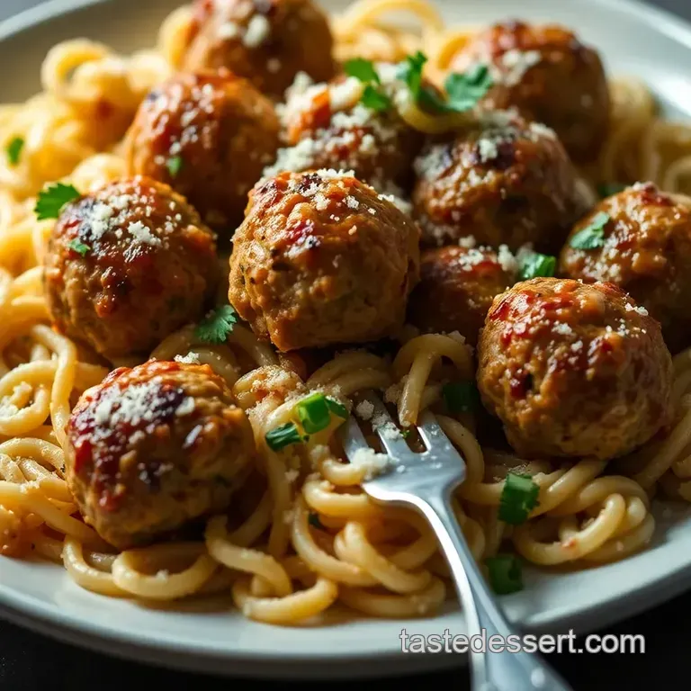 Marry Me Chicken Meatballs with Risoni (Orzo) presentation
