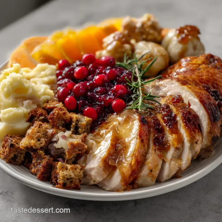 Thanksgiving Plate with Roasted Turkey Feast