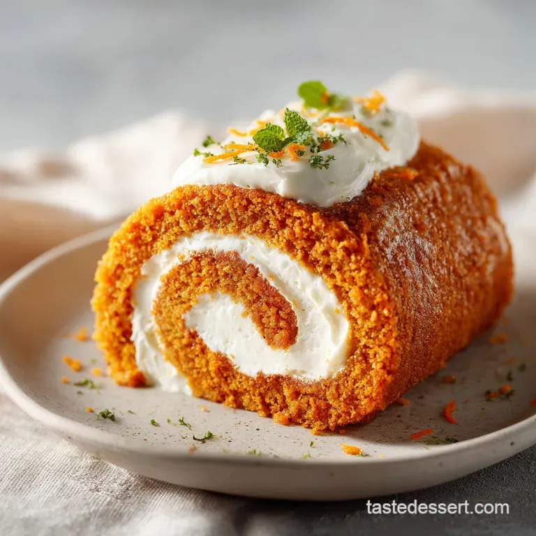 Moist Carrot Cake Roll with Cream Cheese Filling