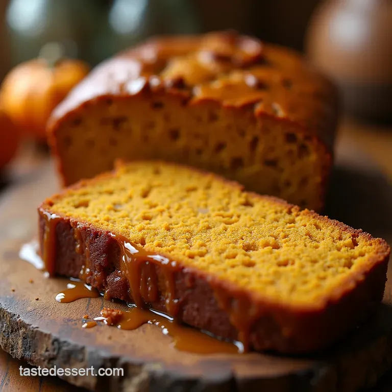 Autumn Harvest Spiced Pumpkin Loaf Rich Moist and Topped with a Nutty Brown Butter Drizzle presentation