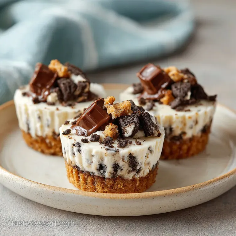 A swirl of whipped cream crowns a decadent cheesecake cup, sprinkled with chocolate cookie crumbs.