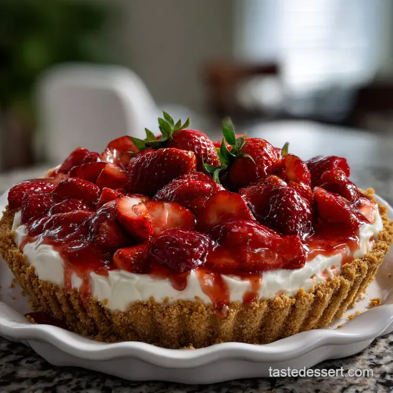 Easy No-Bake Strawberry Cream Cheese Pie presentation