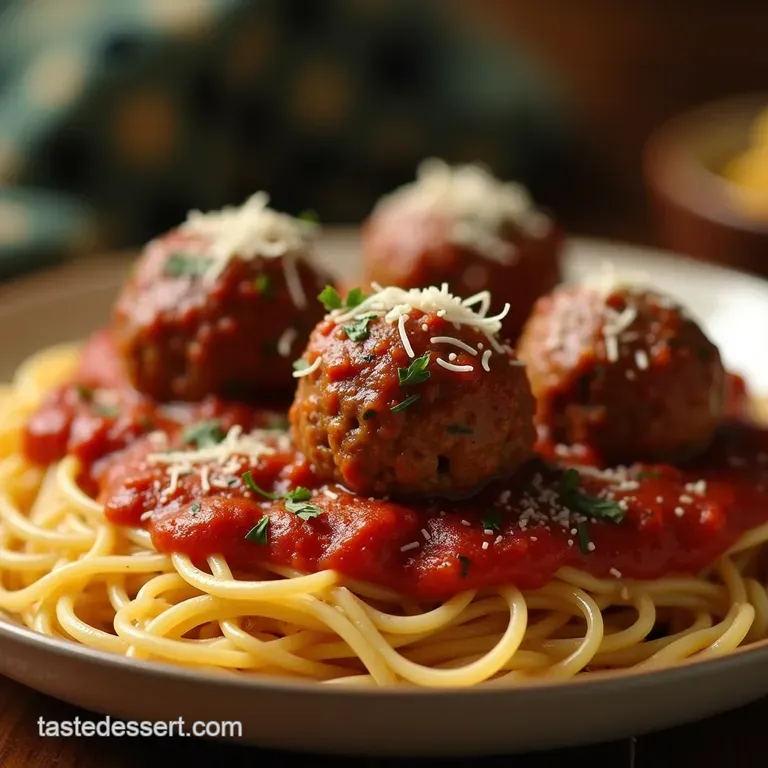 The Proper Nonnas Spaghetti and Meatballs Rich Sauce Tender Beefy Bites presentation