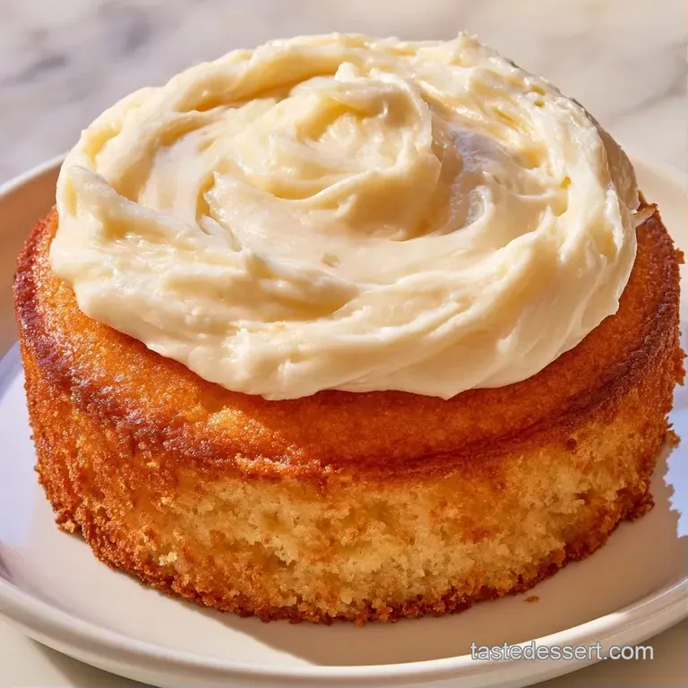 A thick slice of moist spiced cake on a ceramic plate with a dollop of cream and a caramel-glazed apple slice.