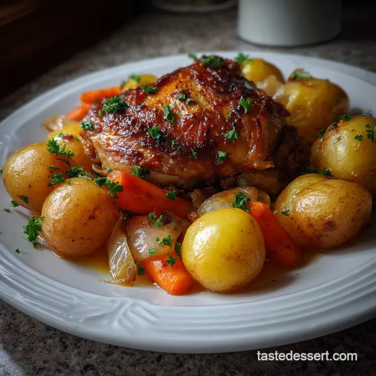 Onepot Slow Cooker Chicken with Potatoes Dinner presentation