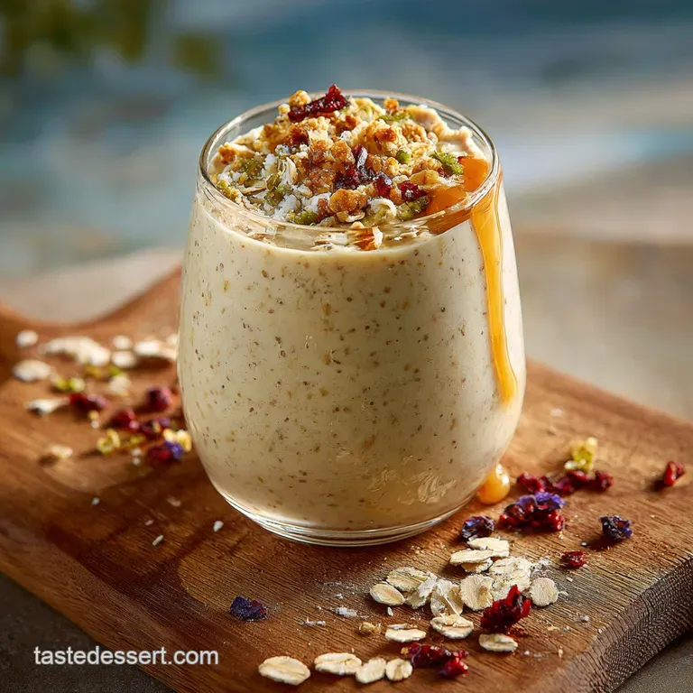 Oatmeal Smoothie the Ultimate Overnight Power Blend Cinnamonvanilla presentation
