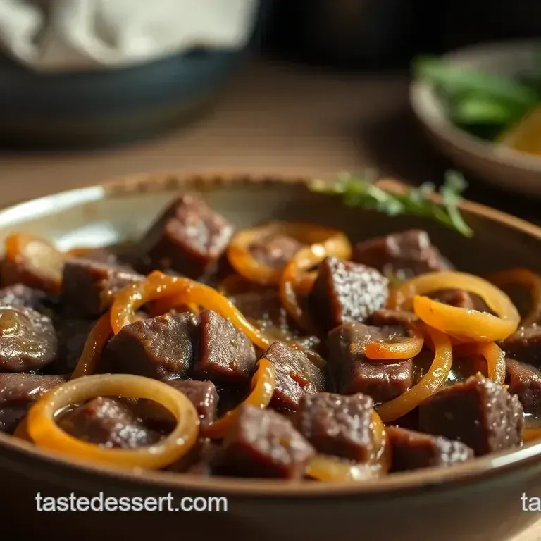 Pan-Fried Beef Liver with Caramelized Onions and Crispy Bacon