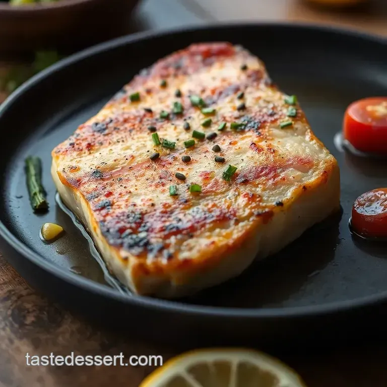 Pan-Seared Swordfish Steak with Lemon-Herb Butter presentation