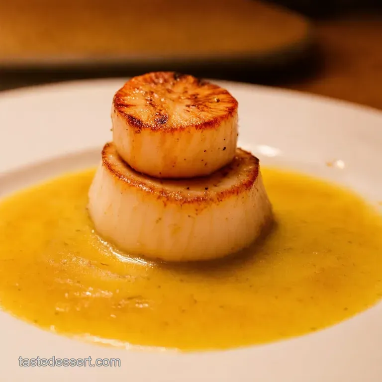 Panseared Scallops with Brown Butter Lemon Bliss presentation