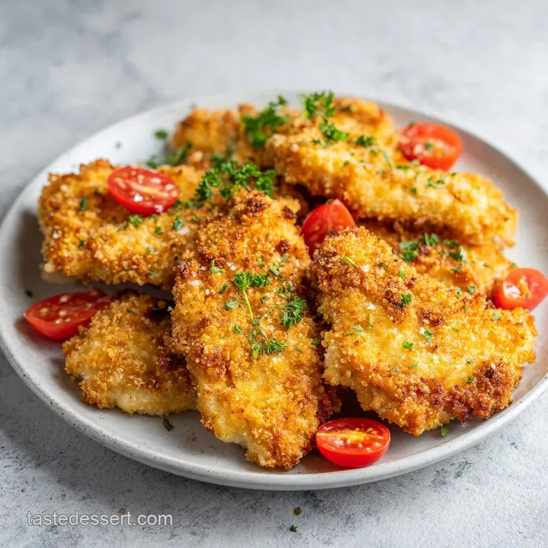 Crispy parmesan chicken served over vibrant green spinach, drizzled with lemon; a delicious and inviting single serving.