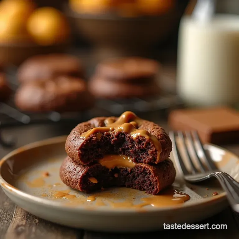 The Doubledown Delight Fudgy Peanut Butter Stuffed Brownie Cookies presentation