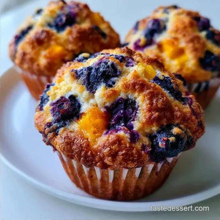 Peach Blueberry Muffins with Greek Yogurt