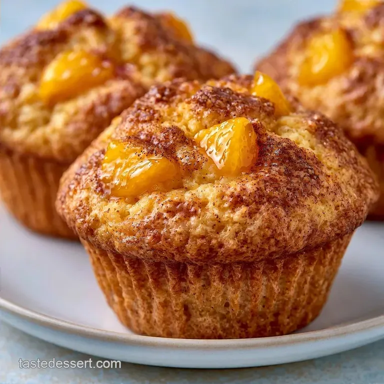 Peach Cobbler Dessert Muffins with Cinnamon