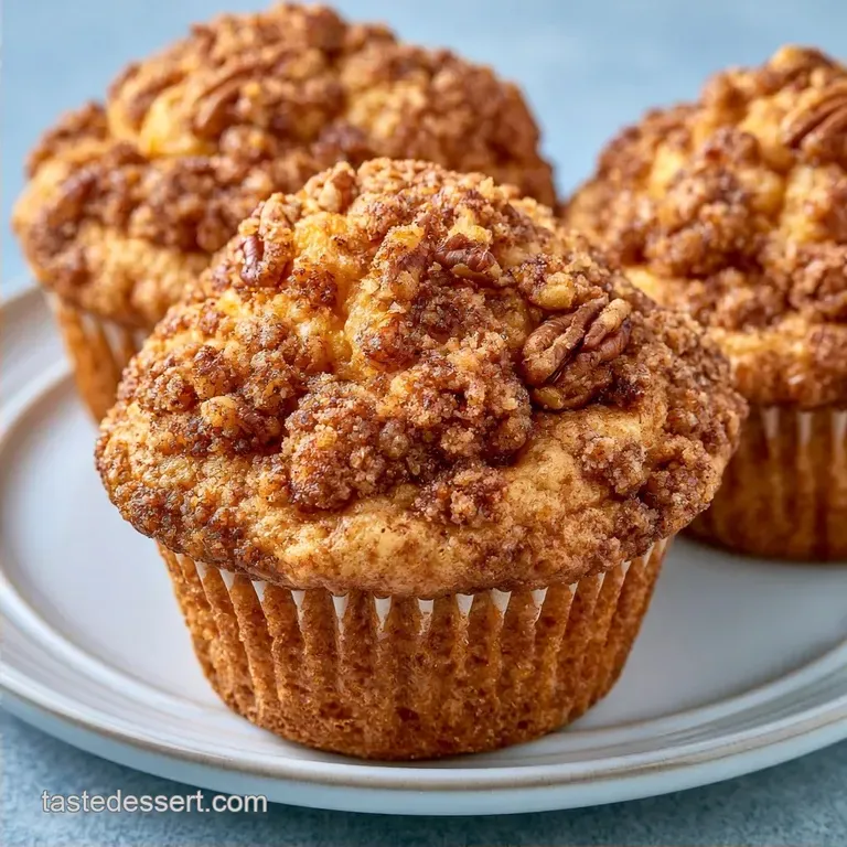 Peach Pecan Muffins with Pecan Crumble