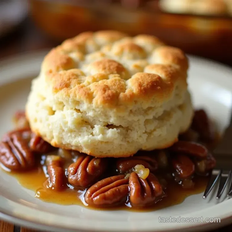 Southern Belles Pecan Pie Cobbler Gooey Filling Meets Fluffy Biscuit Topping presentation
