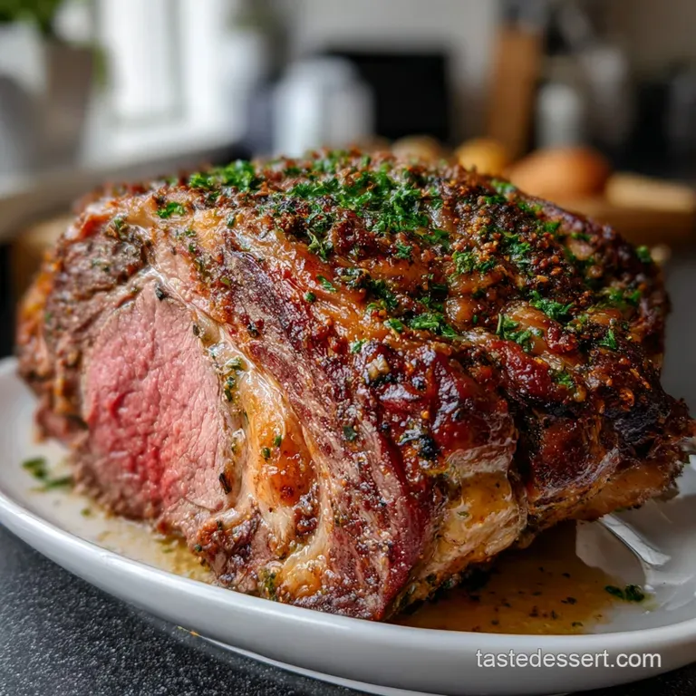 The Grand Prime Rib Roast with Horsepower Crust presentation
