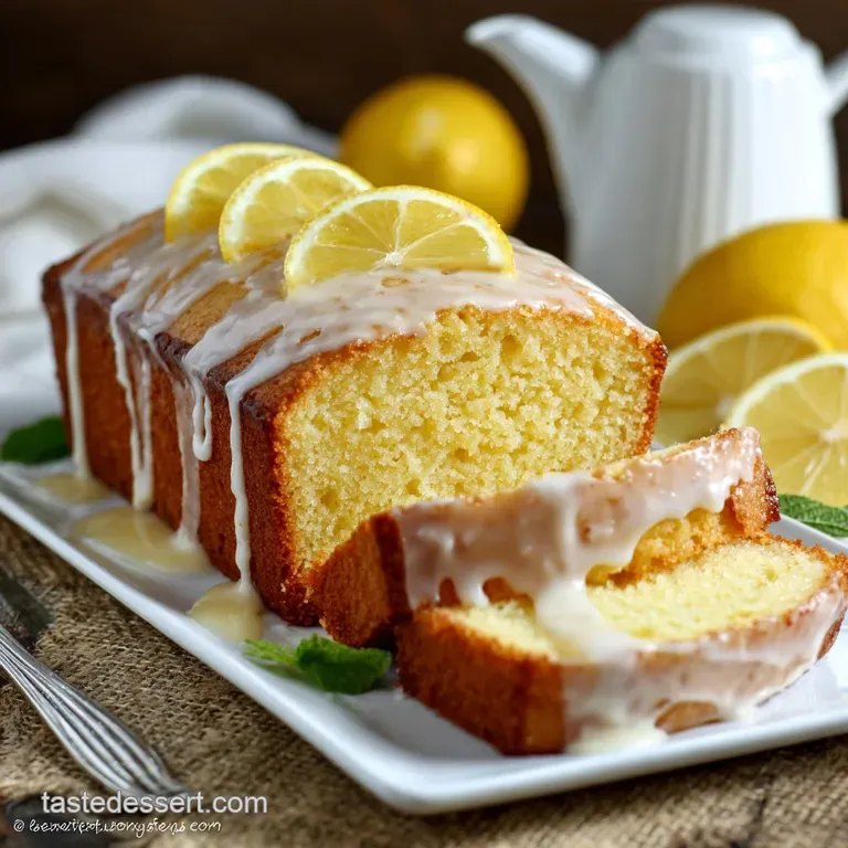 The Cr&egrave;me De La Cr&egrave;me Lemon Pound Cake with Zesty Glaze presentation
