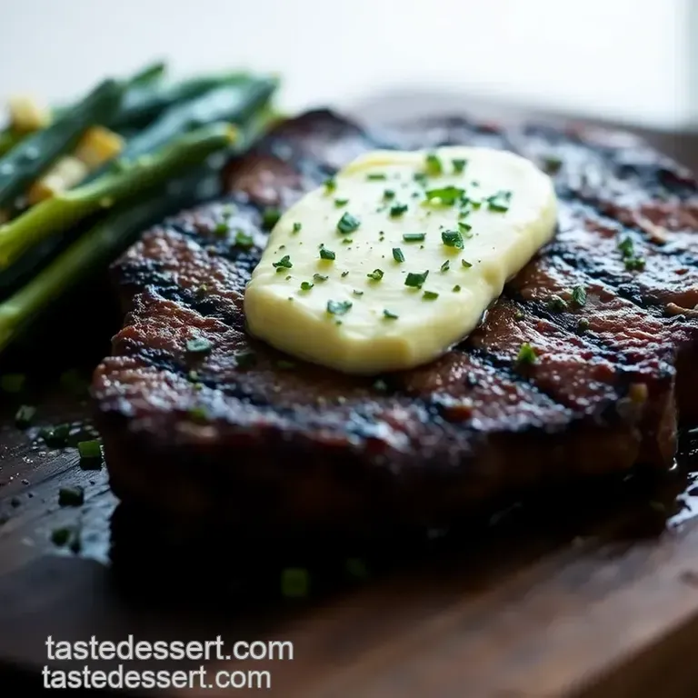 Perfectly Grilled Sirloin Steak with Herb Butter presentation