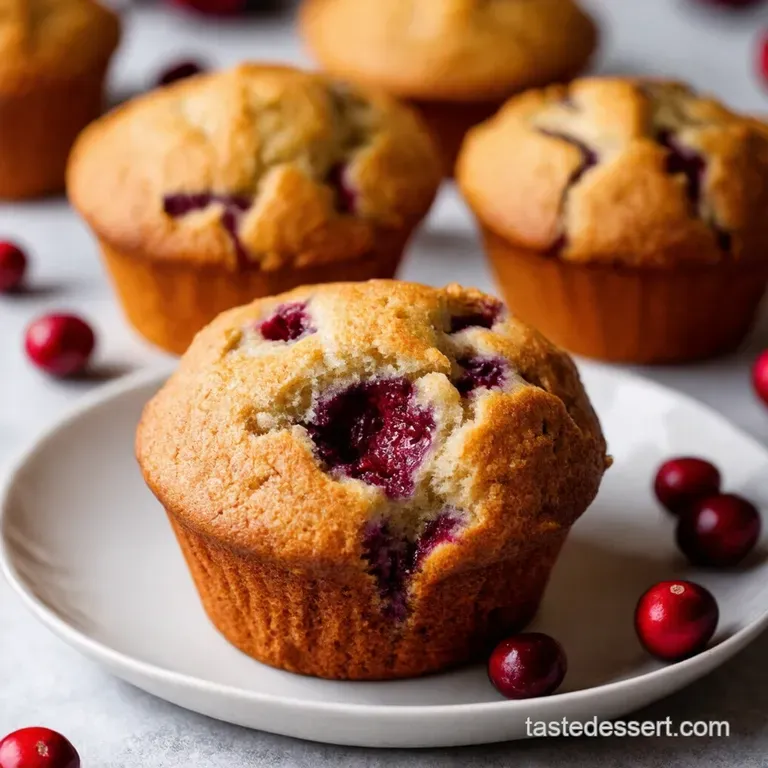 Perfectly Tart Tender Cranberry Muffins presentation
