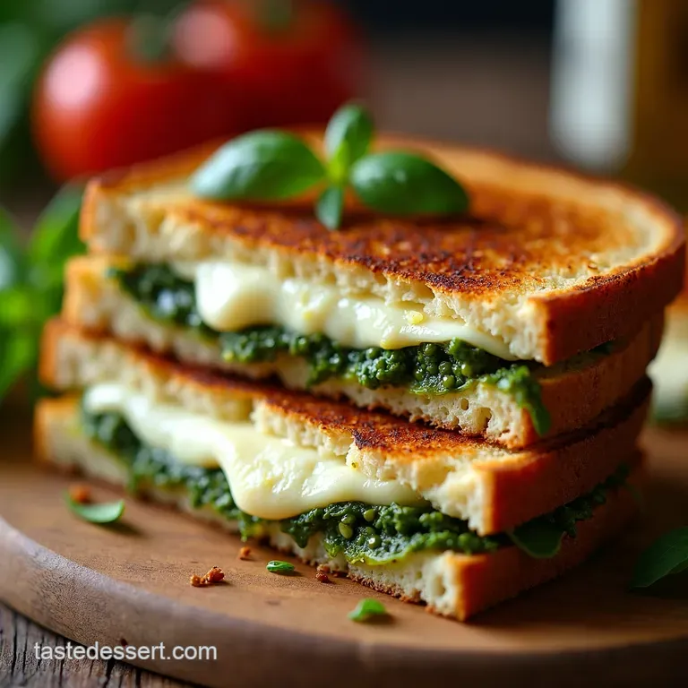 Pesto Mozzarella Melt Grilled Sandwich Perfection presentation