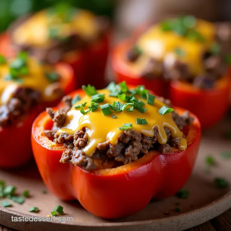 Philly Cheesesteak Stuffed Peppers All the Flavours No Bread presentation