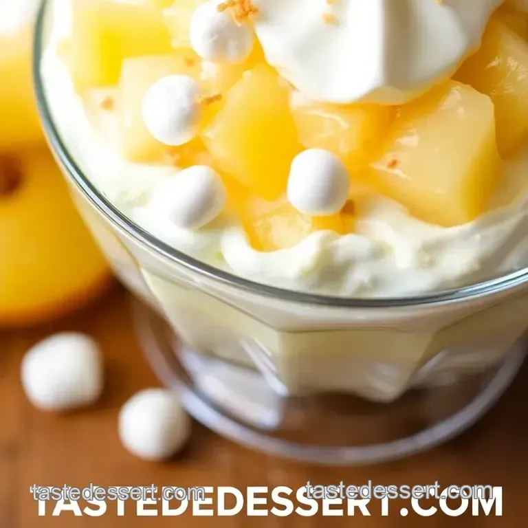 Pineapple Fluff Dessert with Evaporated Milk presentation