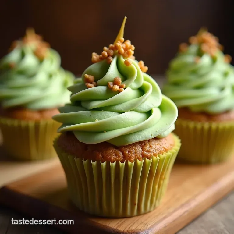 The Jade Nut Gem Pistachio Cupcakes with Velvety Matcha Buttercream presentation