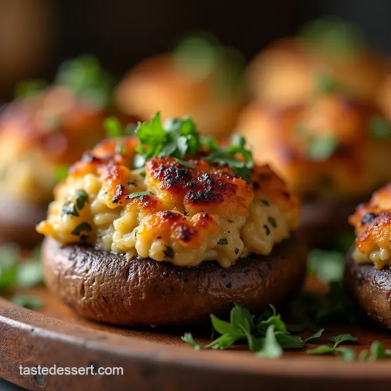 Properly Posh Sausage and Herb Stuffed Mushrooms presentation