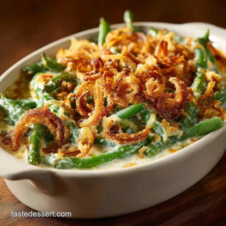 Green Bean Casserole: the Proper Wild Mushroom Bake with Crispy Shallots presentation