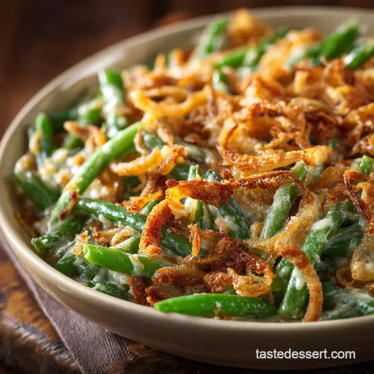 Green Bean Casserole Fresh Beans Silky Mushroom Sauce and Crispy Shallots