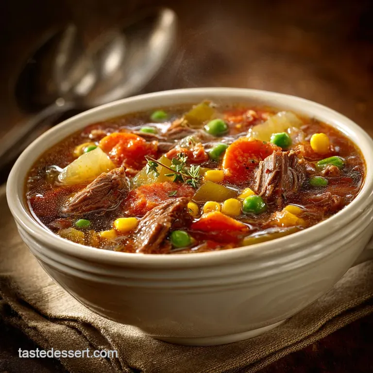Oldfashioned Vegetable Beef Soup: the Hearty Sunday Best Recipe presentation