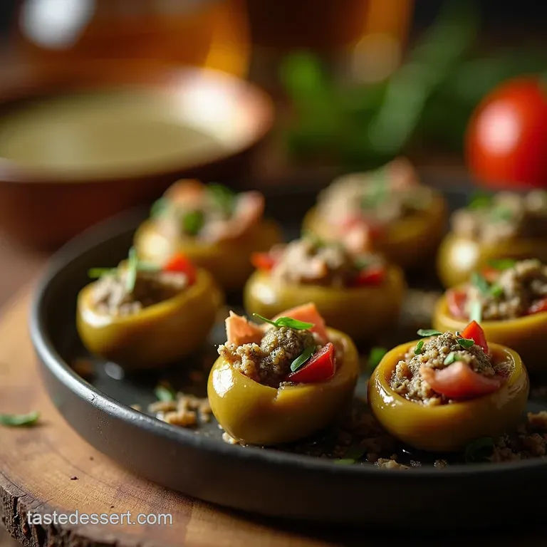 The Sicilian Kiss Savoury Herb Prosciutto Stuffed Olives presentation