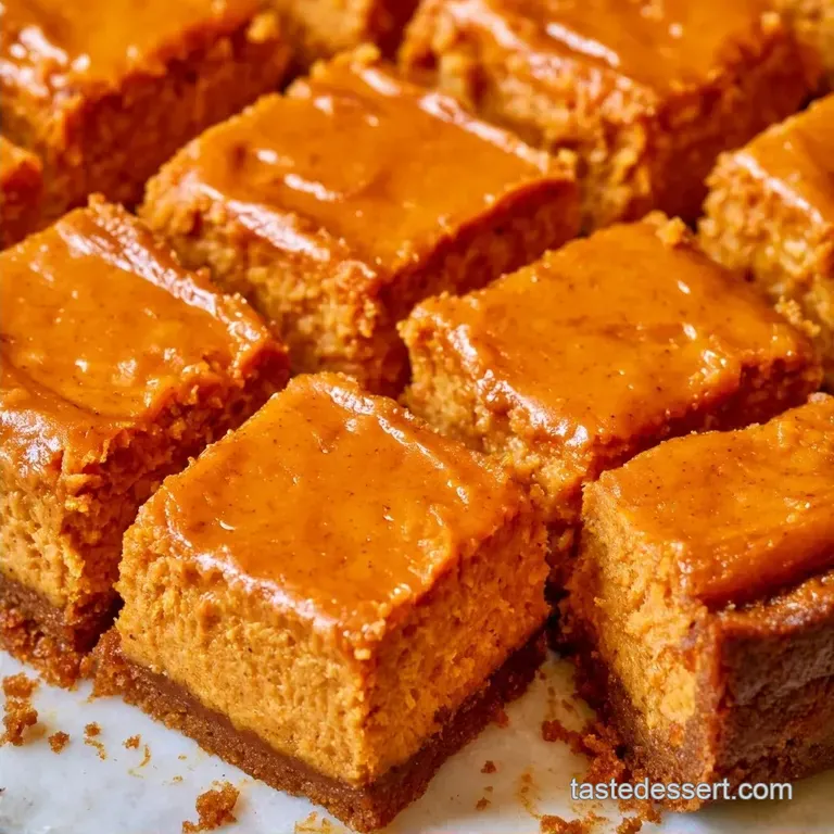 Pumpkin Cheesecake Bars with a Gingersnap Base