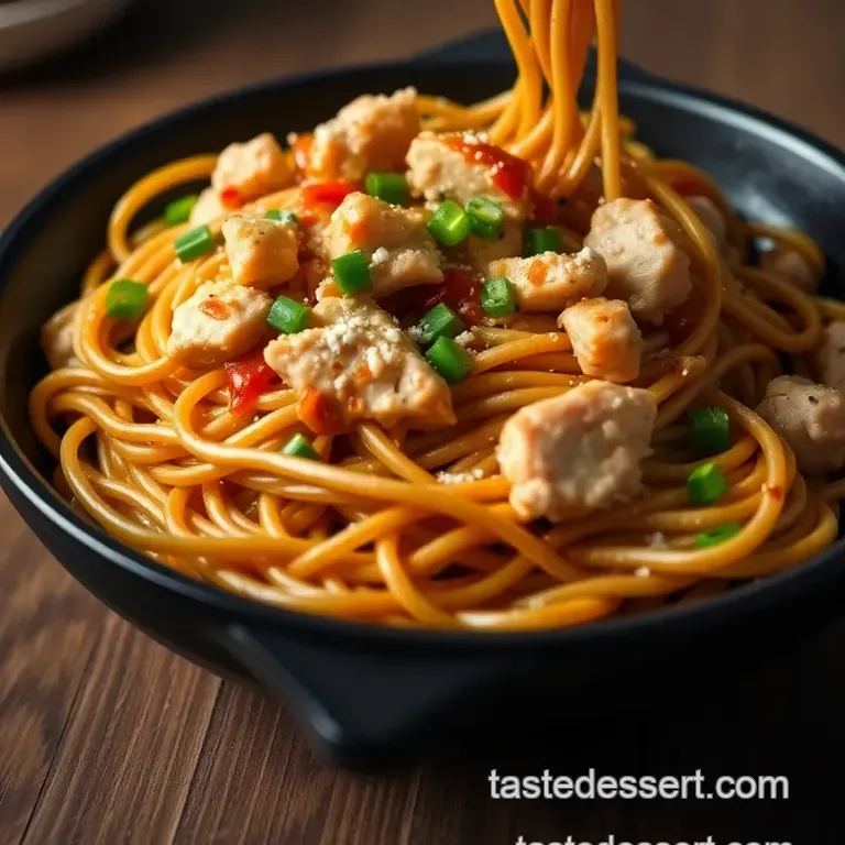 Quick &amp Flavor-Packed Chicken Lo Mein presentation