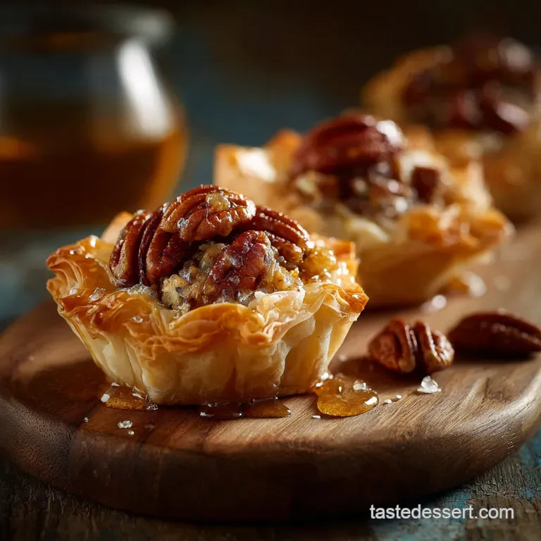 Flaky Sticky and Simply Sublime Quick Pecan Maple Phyllo Tarts presentation