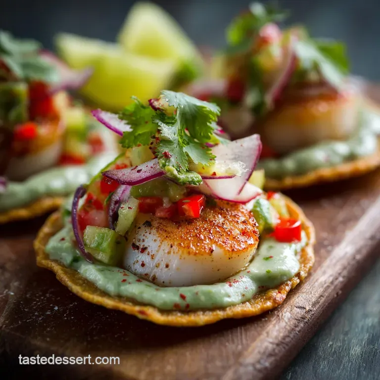 Scallop Tostadas: Quick Ceviche Cure with Zesty Avocado Crema