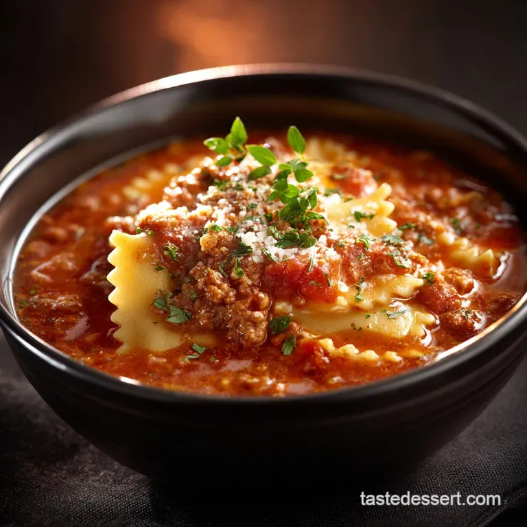 The Ultimate Comfort Bowl Ragustyle Lasagna Soup with Creamy Whipped Ricotta presentation