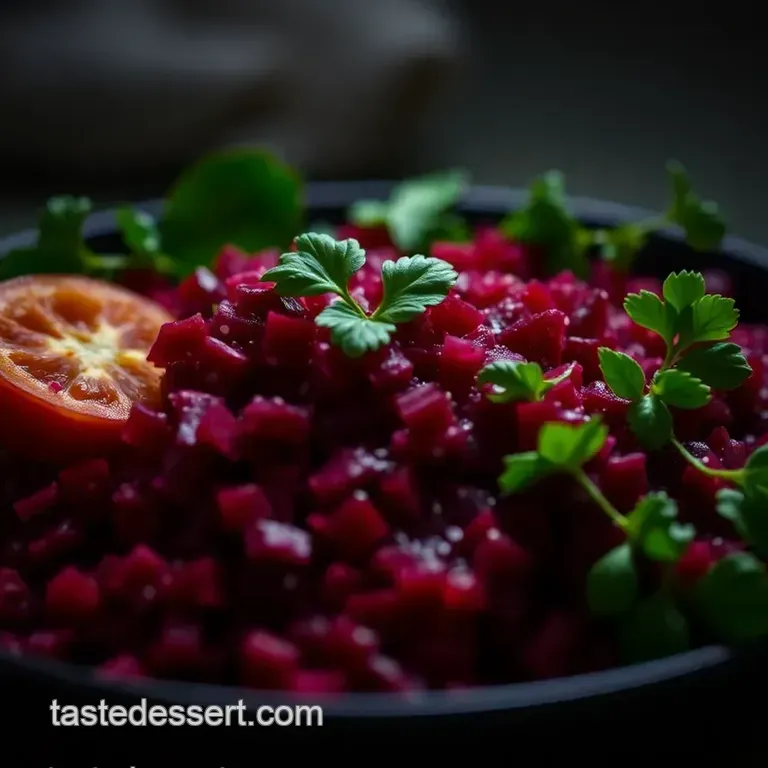 Red Wine Vinaigrette with a Beetroot Twist presentation
