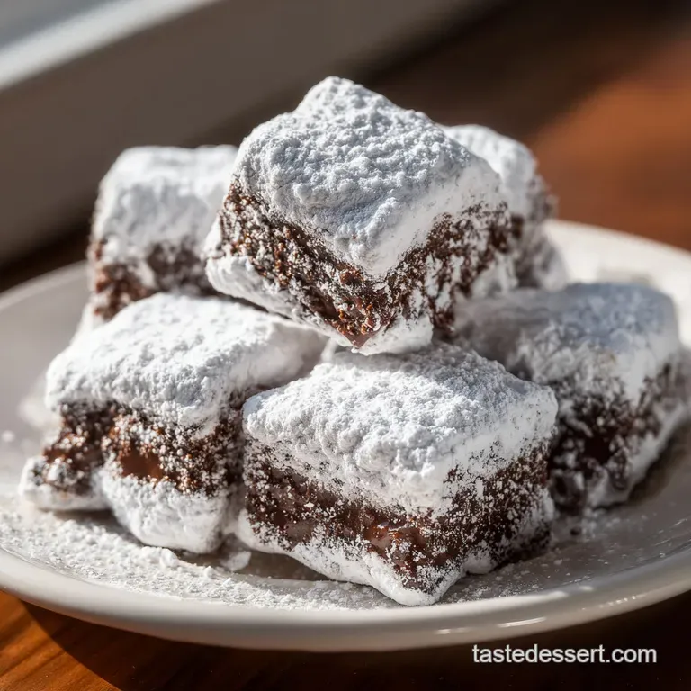 Piles of powdery white chocolate cereal clusters elegantly served in a white ceramic bowl on a light linen napkin.