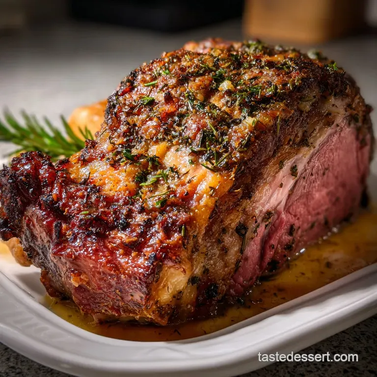 Rib Roast: Reverse-Seared Garlic Herb Perfection presentation